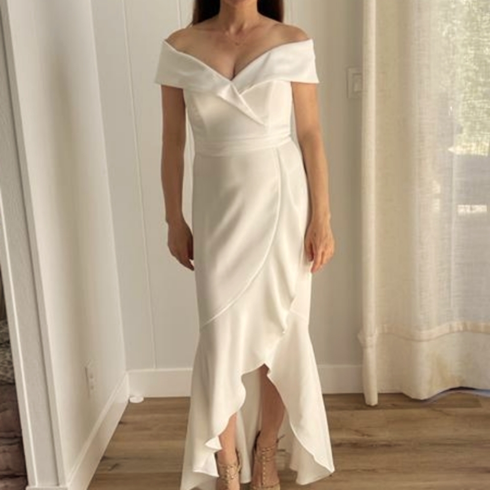 Aqua white bridal evening gown size 8